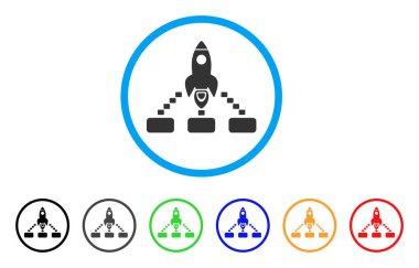 Uzay roketi işbirliği yuvarlak simge