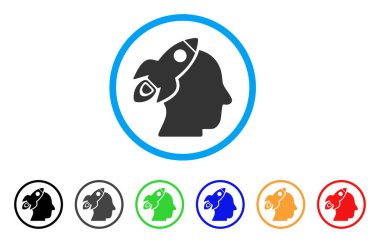 Uzay roketi düşünme kafa simgesi yuvarlak