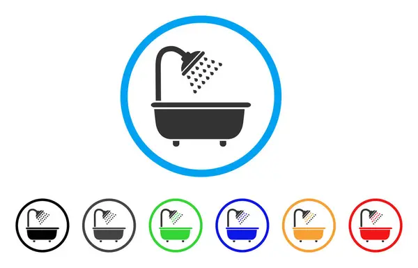 Fürdő zuhanyzó lekerekített ikon — Stock Vector