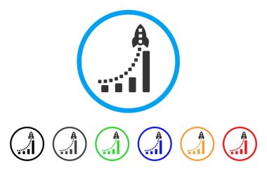 Roket iş Bar grafik yuvarlak simgesini