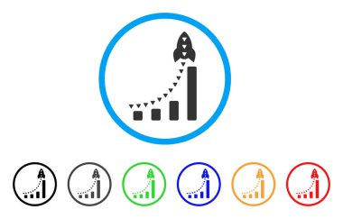 Roket iş Bar grafik yuvarlak simgesini