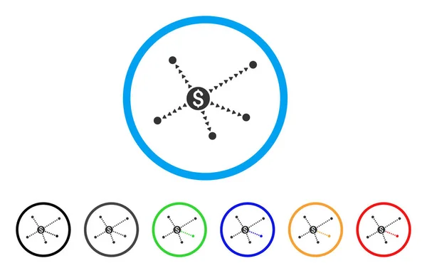 Круглая икона "Точечные финансовые ссылки" — стоковый вектор
