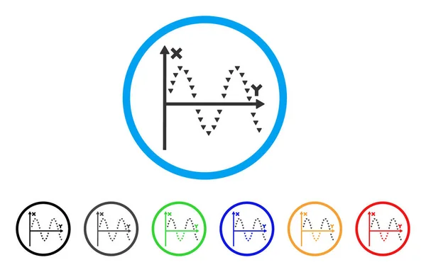 Parcela de seno punteado Icono redondeado — Vector de stock