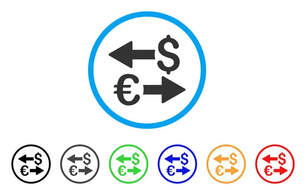 Euro dólar transacciones redondeadas icono — Vector de stock