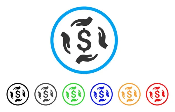 Geld zorg handen afgeronde pictogram — Stockvector