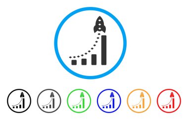 Roket iş Bar grafik yuvarlak simgesini