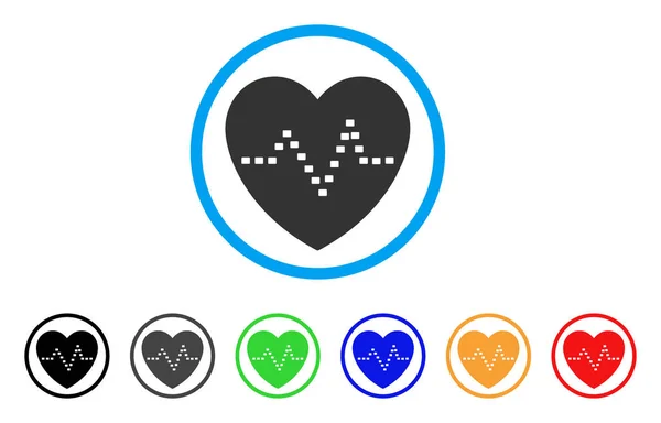 Dotted Heart Pulse Rounded Icon — Stock Vector
