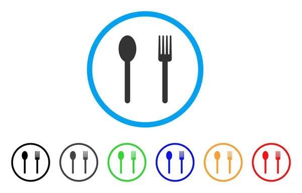 Fourchette et cuillère rond Icône — Image vectorielle