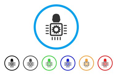 Cyborg işlemci yuvarlak simge