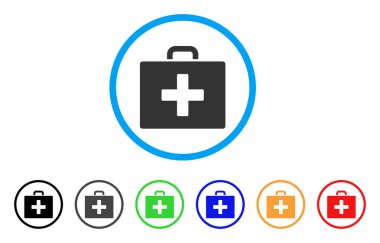 İlk yardım çantası yuvarlak simge