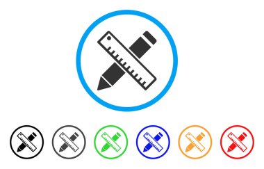 Kalemi ve cetvel tasarım araçları simge yuvarlak