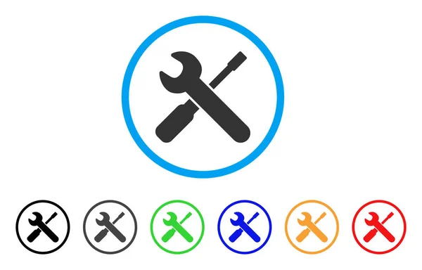 Schraubenschlüssel und Schraubendreher rundes Symbol — Stockvektor