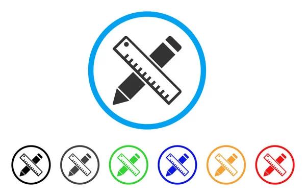 Ferramentas de design de caneta e régua Ícone arredondado —  Vetores de Stock
