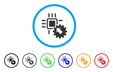 Hitech işlemci ve dişli Tümleştirme yuvarlak simge