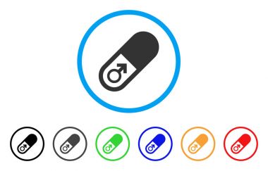 Erkek güç hapı yuvarlak simgesi