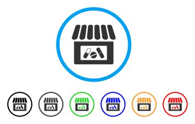 Uyuşturucu dükkanı yuvarlak simge