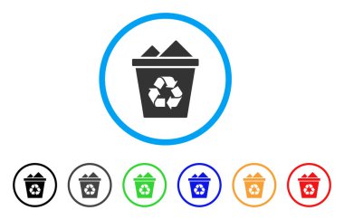 Tam geri dönüşüm kutusu yuvarlak simgesi