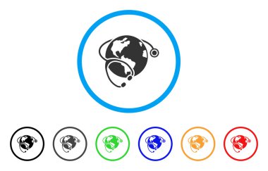 Küresel sağlık stetoskop yuvarlak simge