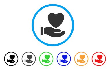 Kalp bakım el yuvarlak simgesi