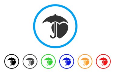 Kalp şemsiye koruma yuvarlak simgesi