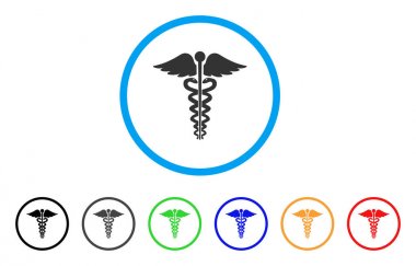 Tıbbi Caduceus amblemi yuvarlak simge