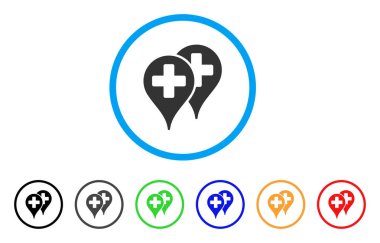 Tıbbi harita işaretleri yuvarlak simge