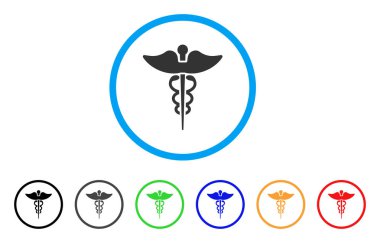 Tıp Caduceus sembol yuvarlak simgesini