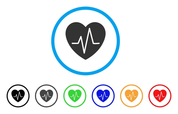 Cardiologie Pouls cardiaque Icône arrondie — Image vectorielle