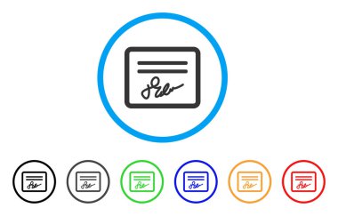 İmzalı çek yuvarlak simge