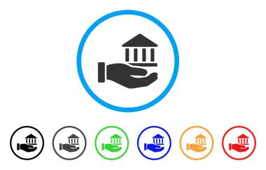 Banka hizmet el yuvarlak simgesi