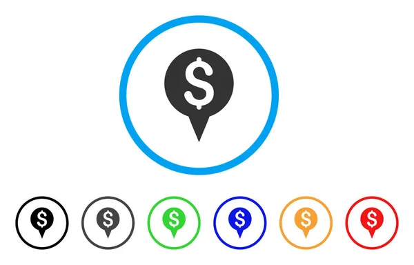 Marcador de mapa de dinheiro Ícone arredondado —  Vetores de Stock