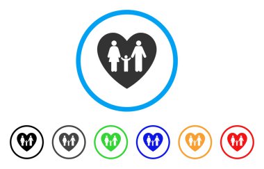 Aile sevgisi kalp yuvarlak simgesi