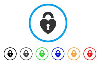 Kalp kilit yuvarlak simgesi