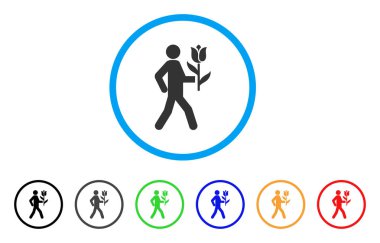 Sevgilisi ile çiçek yuvarlak simge