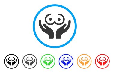 Kadın göğüsleri eller yuvarlak simge bakım