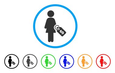 Kadın fiyat etiketi yuvarlak simge