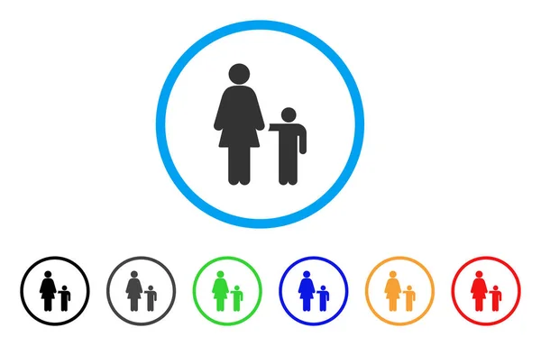 Moeder kind afgerond pictogram — Stockvector