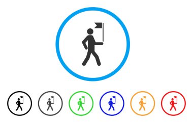 Simge Kılavuzu adam bayrak ile yuvarlak