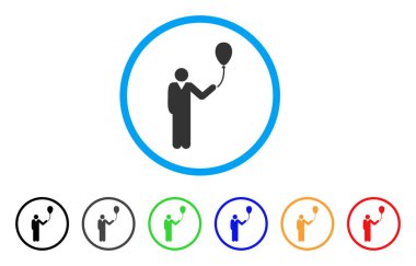 Tatil balon yuvarlak simgesi olan adam