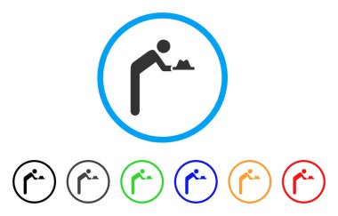 Hizmetçi ile şapka yuvarlak simge