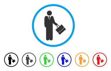 İş adamı dururken simge yuvarlak