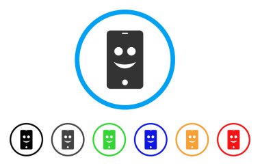 Smartphone Smile Smiley simgesi yuvarlak