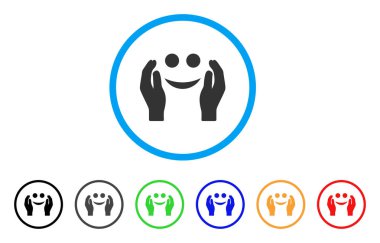 Gülen yüz bakım el yuvarlak simge