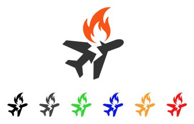 Uçak yangın kaza vektör simgesi