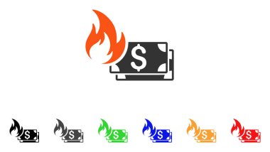 Doları banknot yangın vektör simgesi