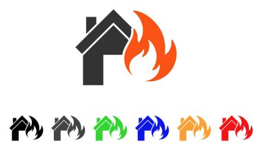 Evde yangın felaketi vektör simgesi