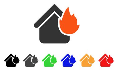 Evde yangın felaketi vektör simgesi