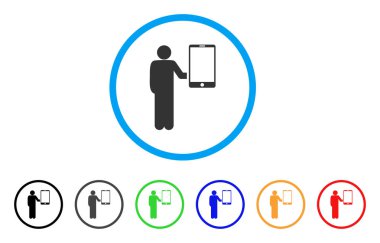 Adam akıllı telefon yuvarlak simge tutar