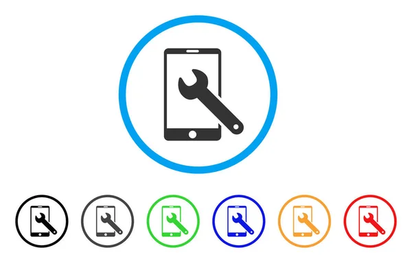 Llave de configuración del teléfono inteligente Icono redondeado — Vector de stock