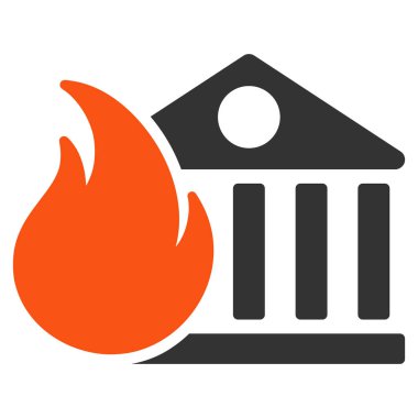 Banka yangın yangın felâketi düz simgesi